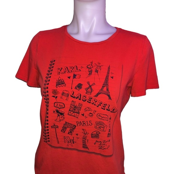 Karl Lagerfeld Paris Graphic Tee Shirt Signature Black Eiffel Tower Small - Picture 13 of 13
